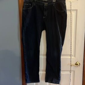 Riders-size 16 W-dark denim-3 pockets in the front, zipper and pocket to close